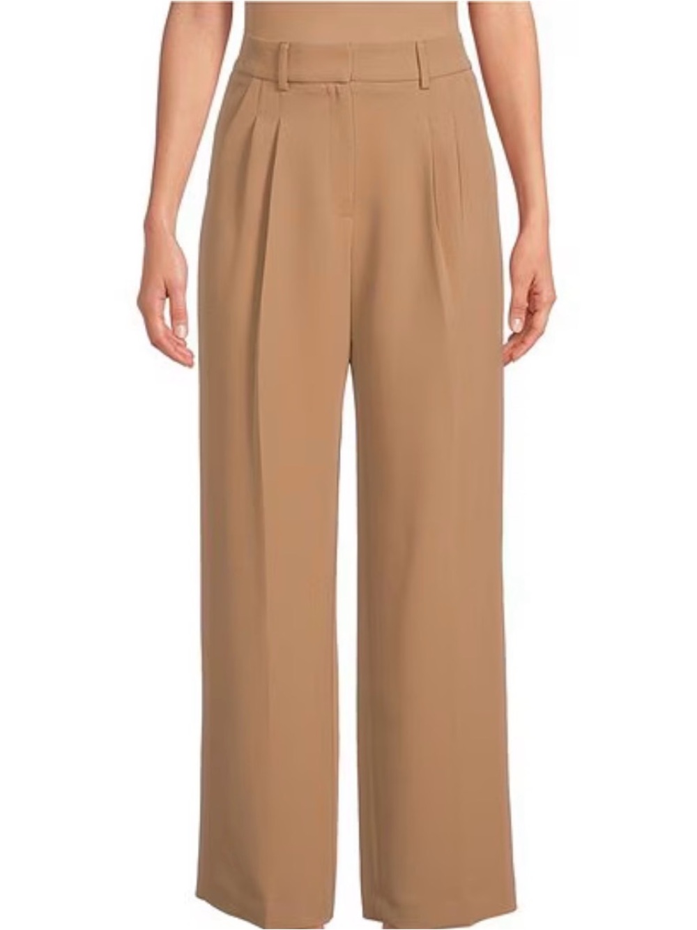 Gianni Bini Harlow Crepe Wide Pleated Leg Trouser Pants-Dark Tan, Size 6